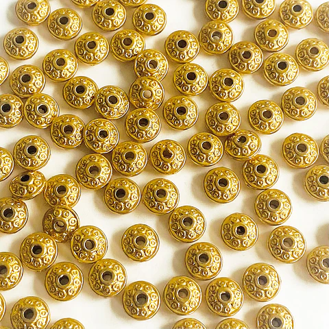 Separador Rondel de Flores • Baño de Oro • 6x6 mm
