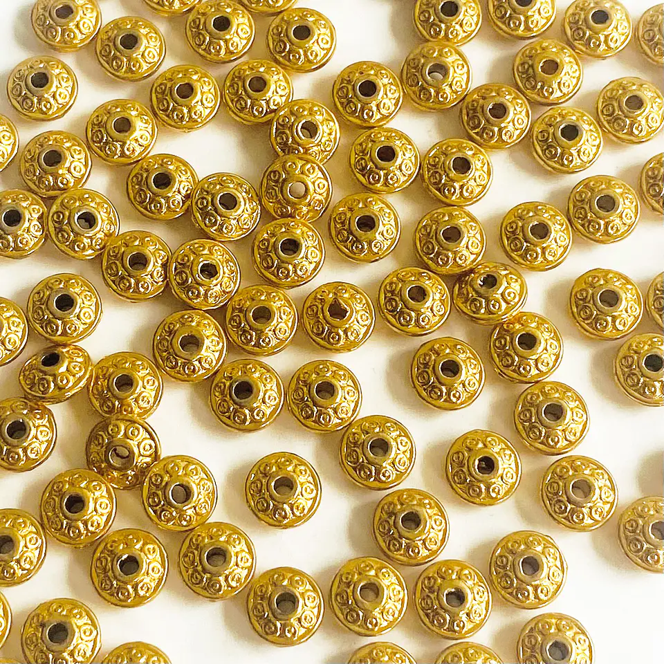 Separador Rondel de Flores • Baño de Oro • 6x6 mm 1