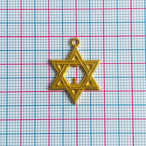 Dije Estrella de David • Baño de Oro • 18x25 mm