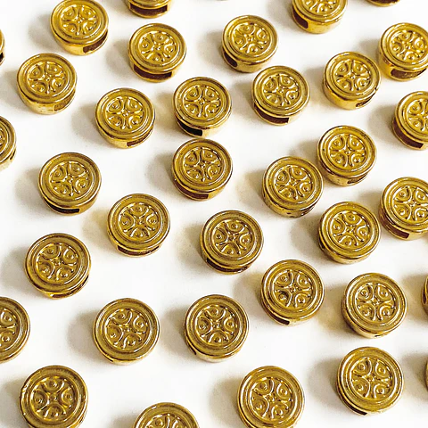 Separador Rondel de Cruz • Baño de Oro • 10x10 mm