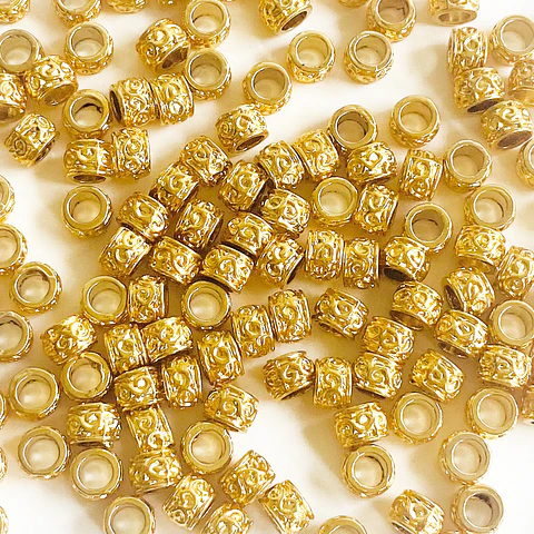 Separador Rondel Tubular • Baño de Oro • 5x5 mm