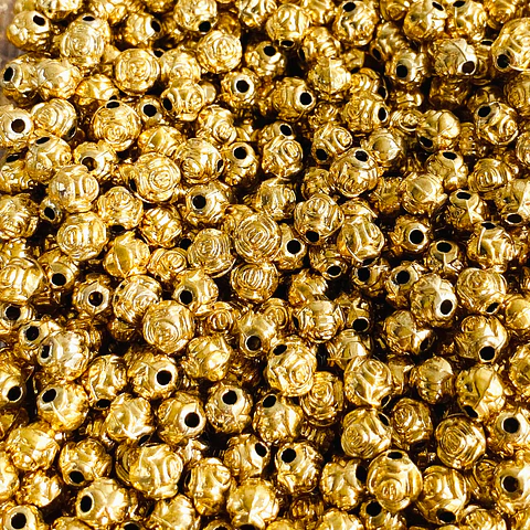 Separador Balín de Rosa • Baño de Oro • 5x5 mm