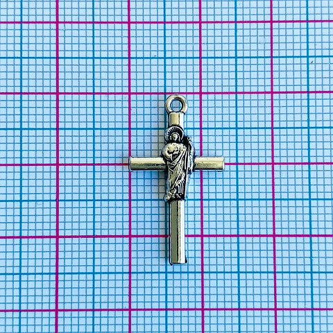 Dije Cruz con San Judas Tadeo • Zamak • 12x24 mm