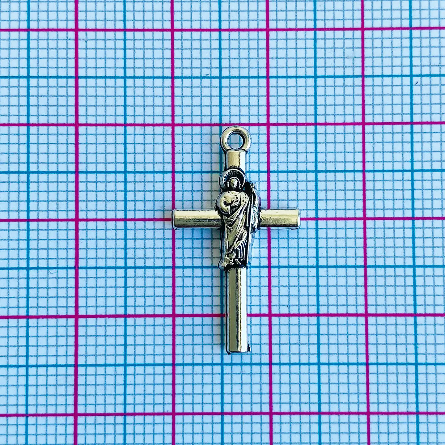 Dije Cruz con San Judas Tadeo • Zamak • 12x24 mm 2