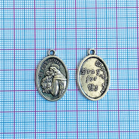 Dije Medalla de San Antonio de Padua • Zamak • 16x22 mm