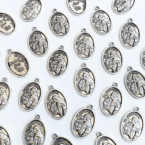 Dije Medalla de San Antonio de Padua • Zamak • 16x22 mm