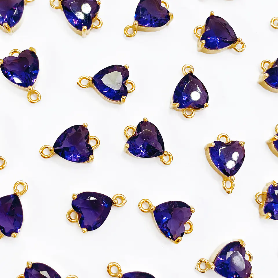 Dije Corazón • Cristal • Baño de Oro • 8x13 mm 3