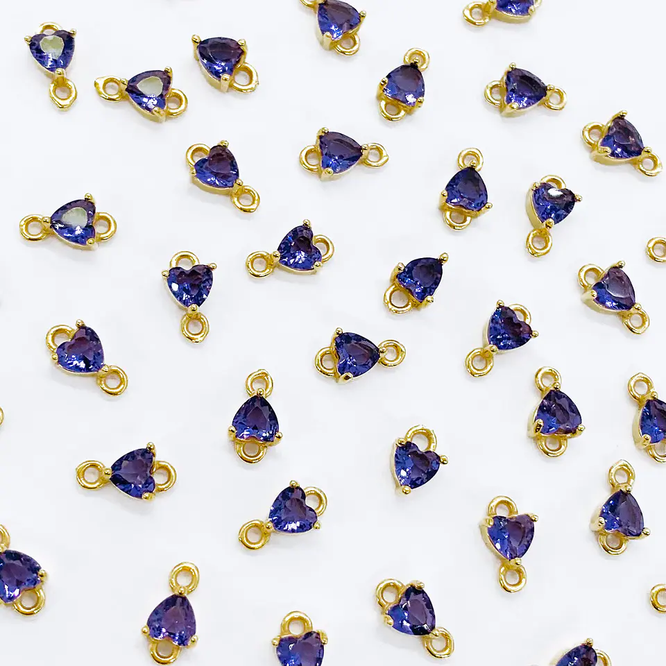 Dije Corazón Cristal • Baño de Oro • 8x4 mm 4