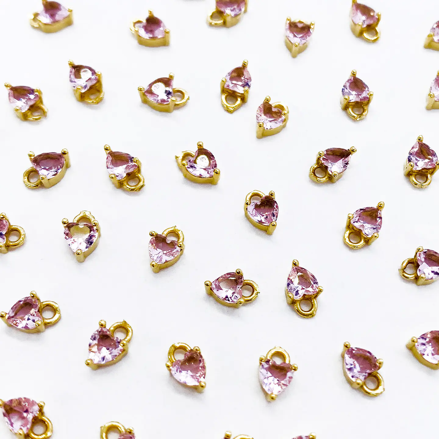 Dije Corazón Cristal Pequeño • Baño de Oro • 4x7 mm 1