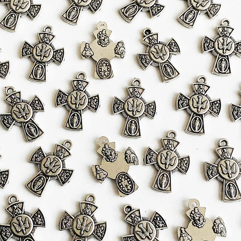 Dije Cruz de las Cuatro Evangelistas y Espíritu Santo • Zamak • 17x25 mm