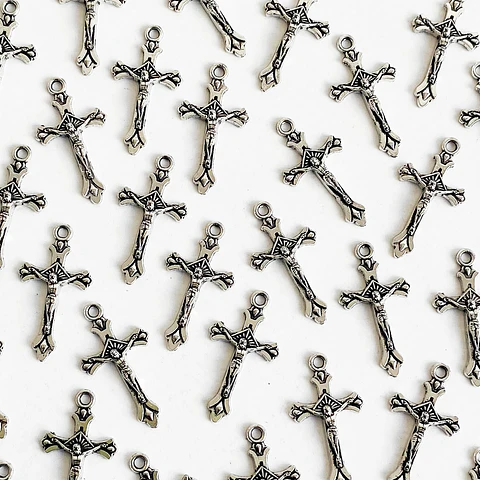 Dije Cruz Crucifijo Rayos • Zamak • 13x24 mm