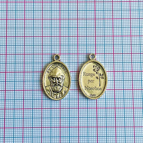 Dije Medalla Ovalada San Charbel • Zamak • 16x26 mm