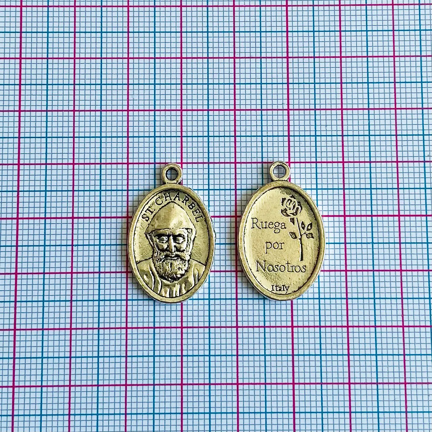 Dije Medalla Ovalada San Charbel • Zamak • 16x26 mm 2