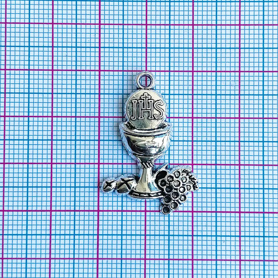 Dije Cáliz de Primera Comunión JHS • Zamak • 22x32 mm 2