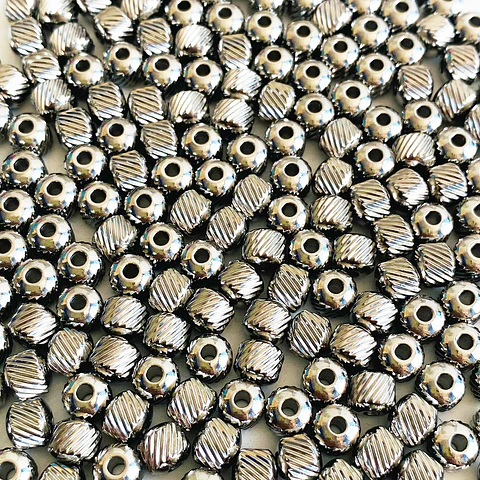 Separador de Barril Estriado Mediano Plateado • Acero • 6x6 mm