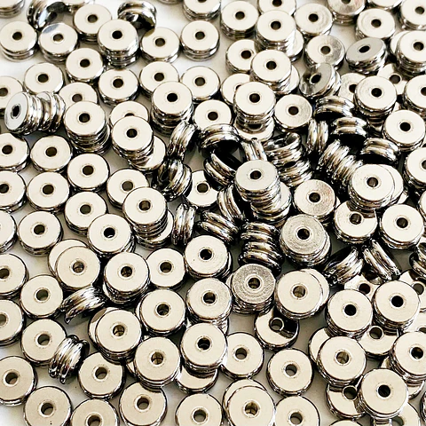 Separador de Doble Argolla Plateado • Acero • 6x6 mm