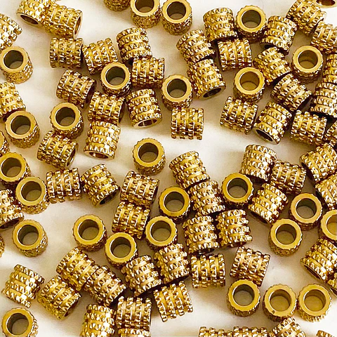 Separador de Cilindro Texturizado Dorado • Acero • 5x6 mm