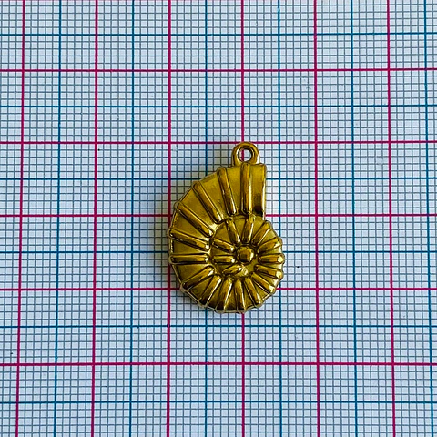 Dije Fósil de Ammonite • Acero • 15x23 mm
