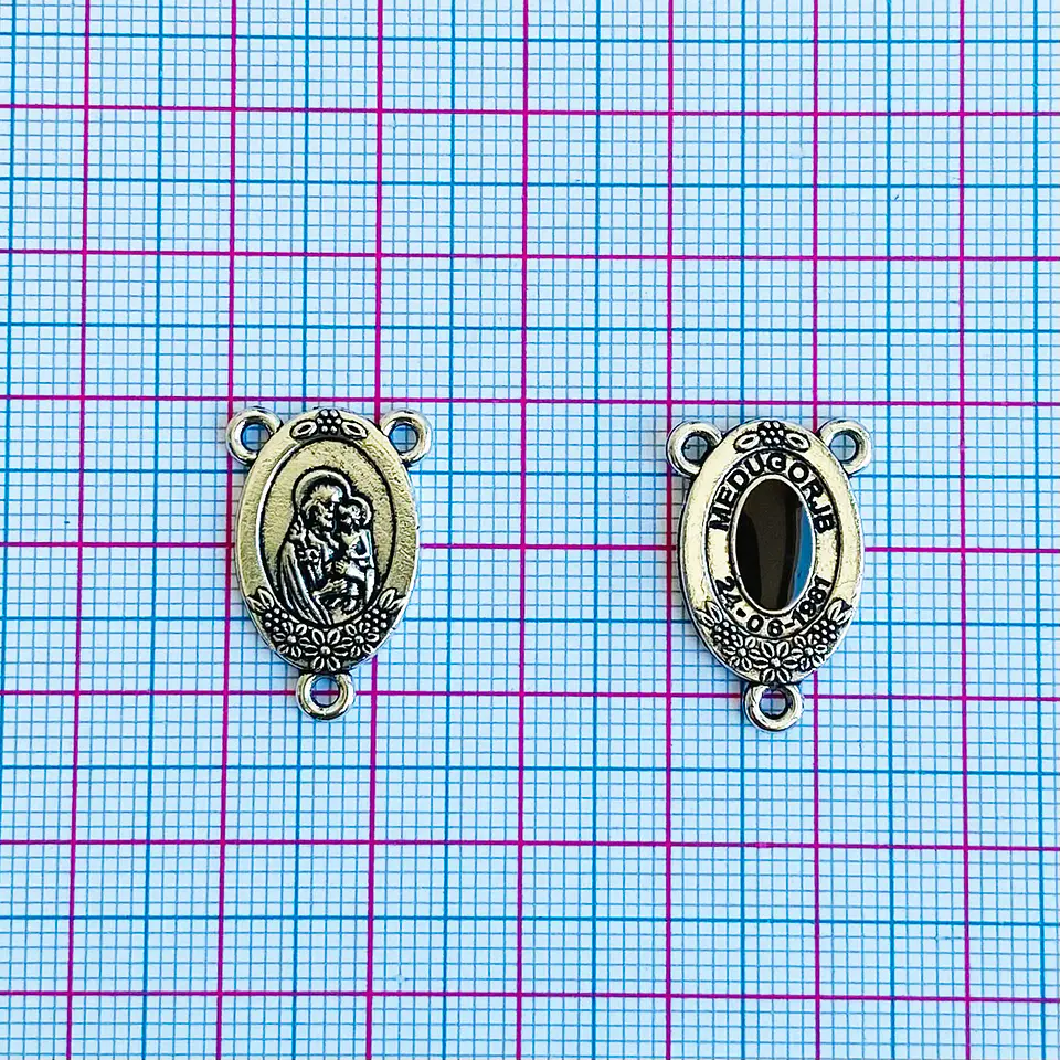Centro para Rosario de San José y la Virgen de Medjugorje • Zamak • 15x22 mm 2