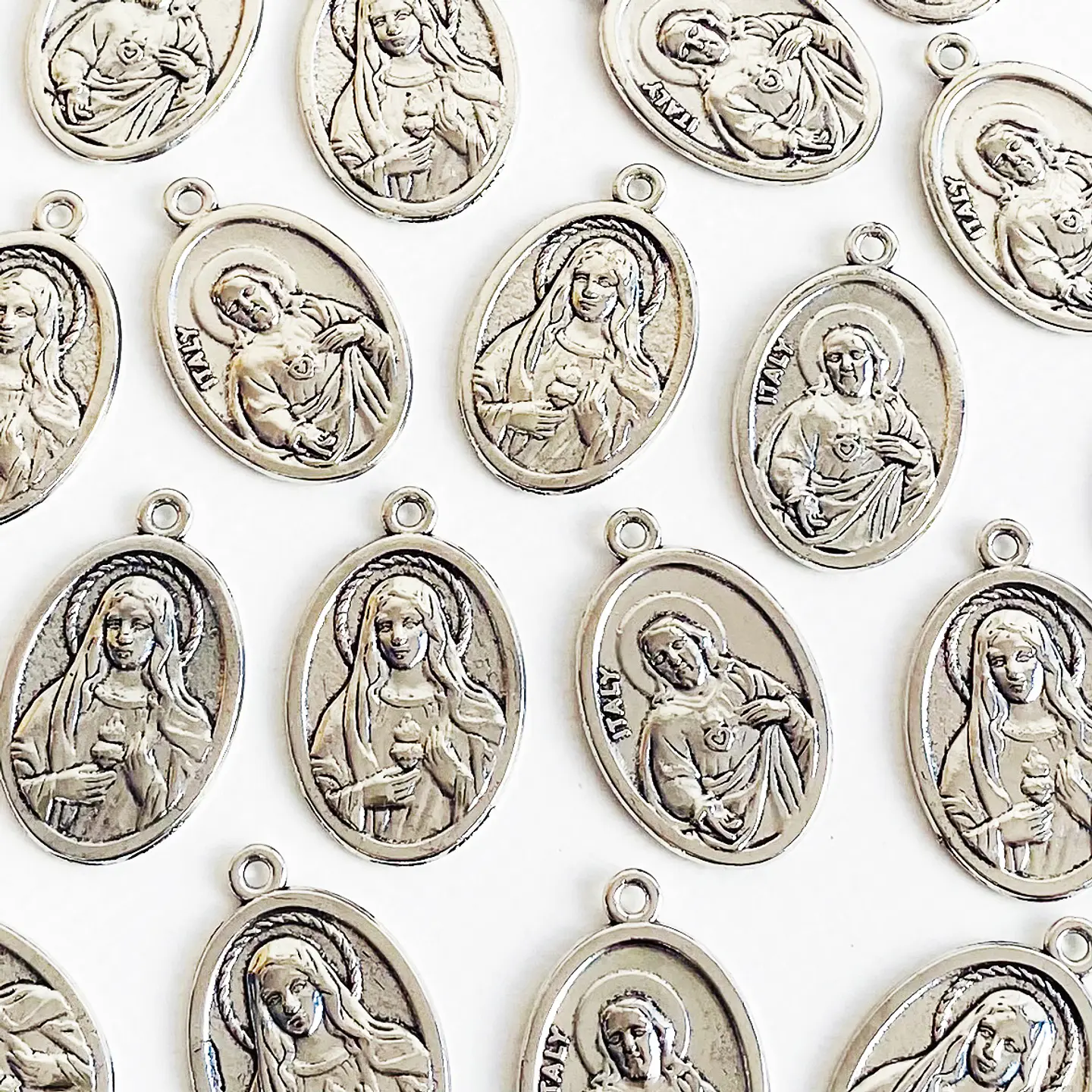 Medalla Sagrado Corazón de Jesús y Sagrado Corazón de María • Zamak • 22x36 mm 1