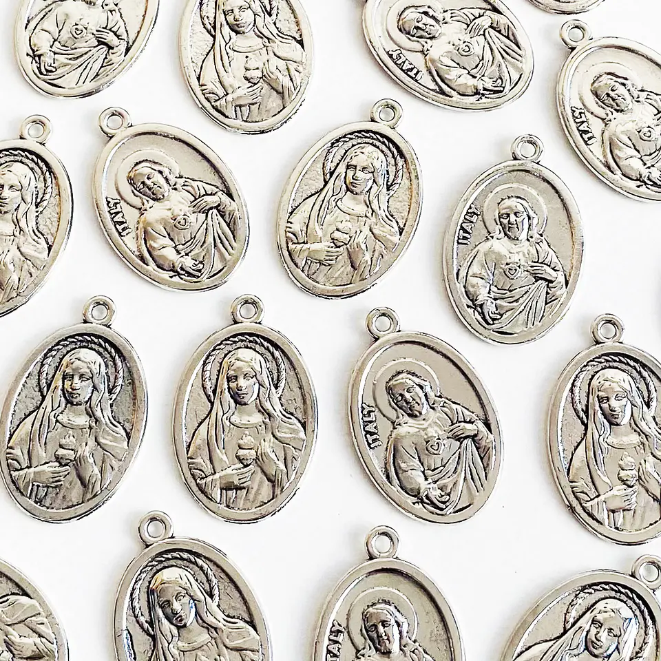 Medalla Sagrado Corazón de Jesús y Sagrado Corazón de María • Zamak • 22x36 mm 1