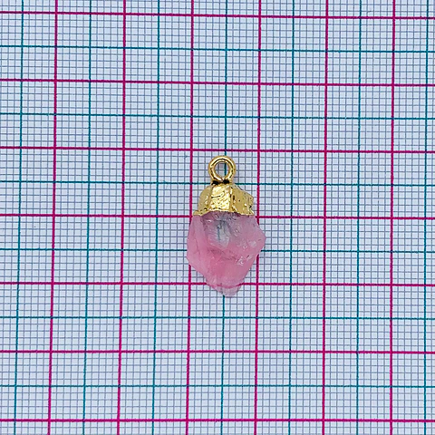 Dije de Piedra Cuarzo • Baño de Oro • 22x11 mm