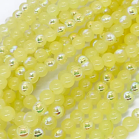 Perla Porcelanizada Efecto Hielo con Brillo AB • Vidrio • 8 mm