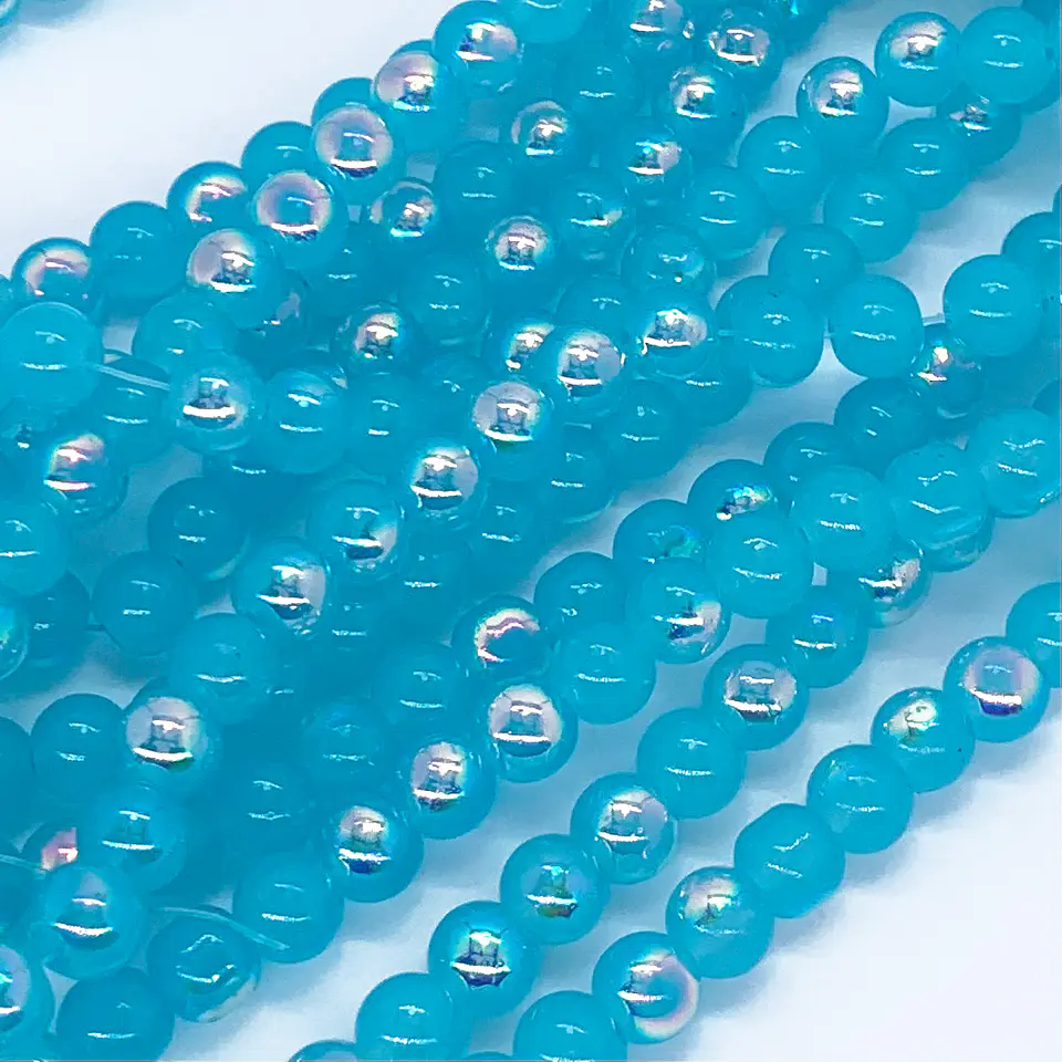 Perla Porcelanizada Efecto Hielo con Brillo AB • Vidrio • 8 mm 3