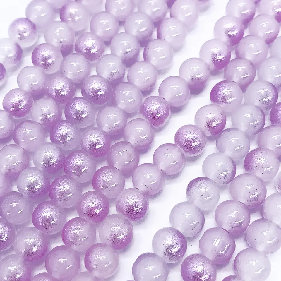 Perla Porcelanizada Efecto Hielo con Brillo AB • Vidrio • 8 mm 8