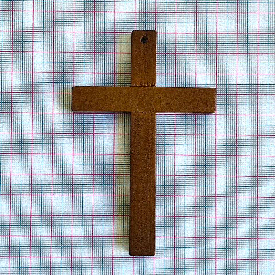 Dije Cruz Grande Miel • Madera • 70x110 mm 2