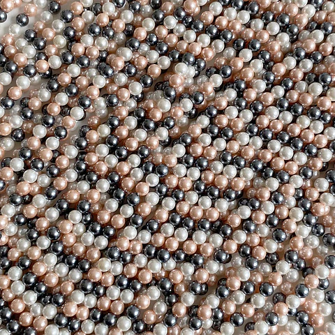 Separador Bola Combinada Mandarina / Gris • Perla Shell • 4 mm