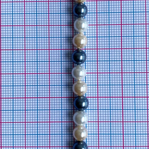 Separador Bola Combinada Nude / Gris • Perla Shell • 6 mm
