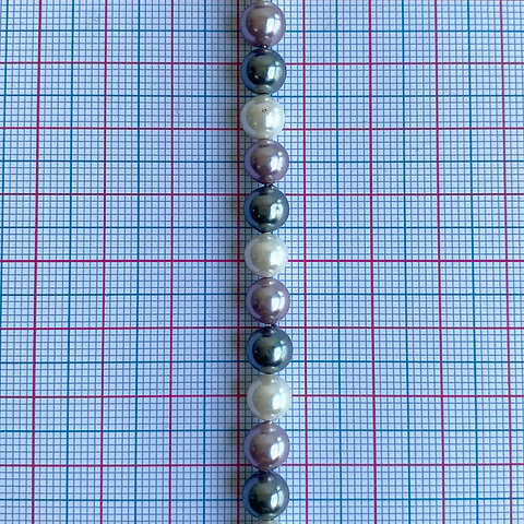 Separador Bola Combinada Grises / Morados • Perla Shell • 6 mm