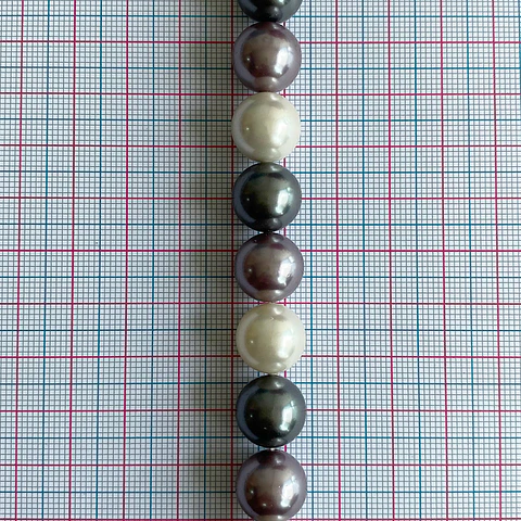 Separador Bola Combinada Grises / Morados • Perla Shell • 12 mm