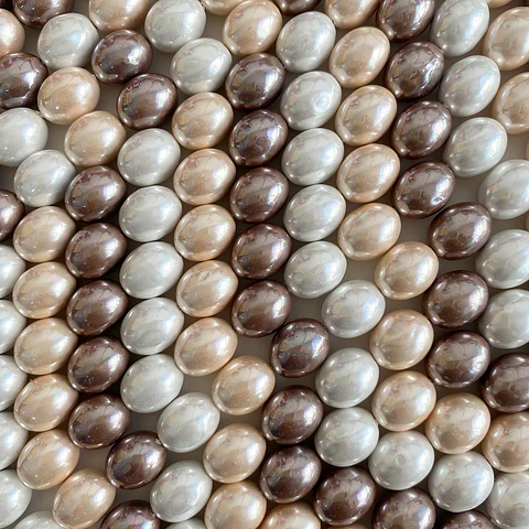Separador Ovalo Combinada Cafes • Perla Shell • 12x15 mm