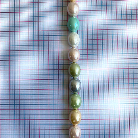 Separador Ovalo Combinada Verdes • Perla Shell • 12x15 mm