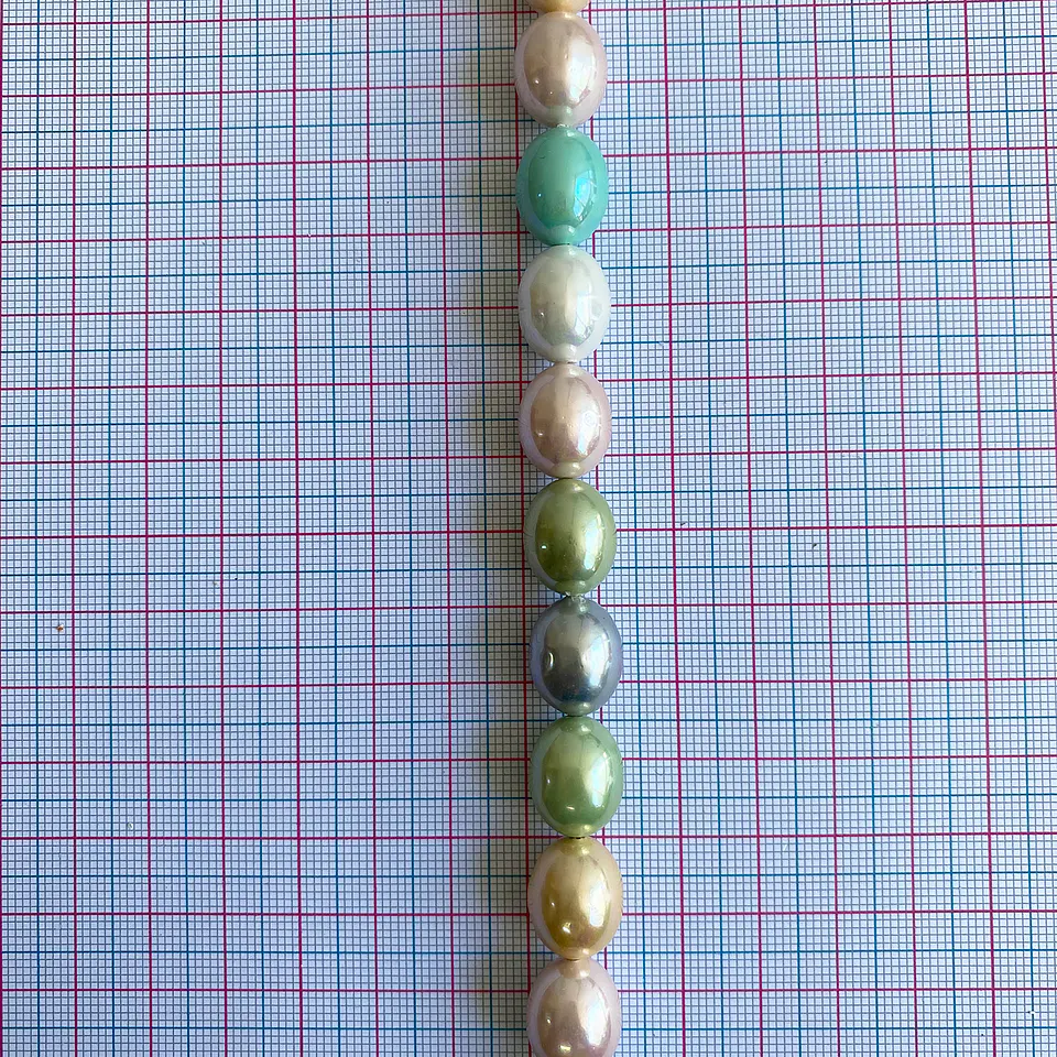 Separador Ovalo Combinada Verdes • Perla Shell • 12x15 mm 2