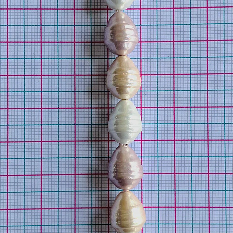 Separadores Barril/Gota Combinada Rosados • Perla Shell • 10x15 mm
