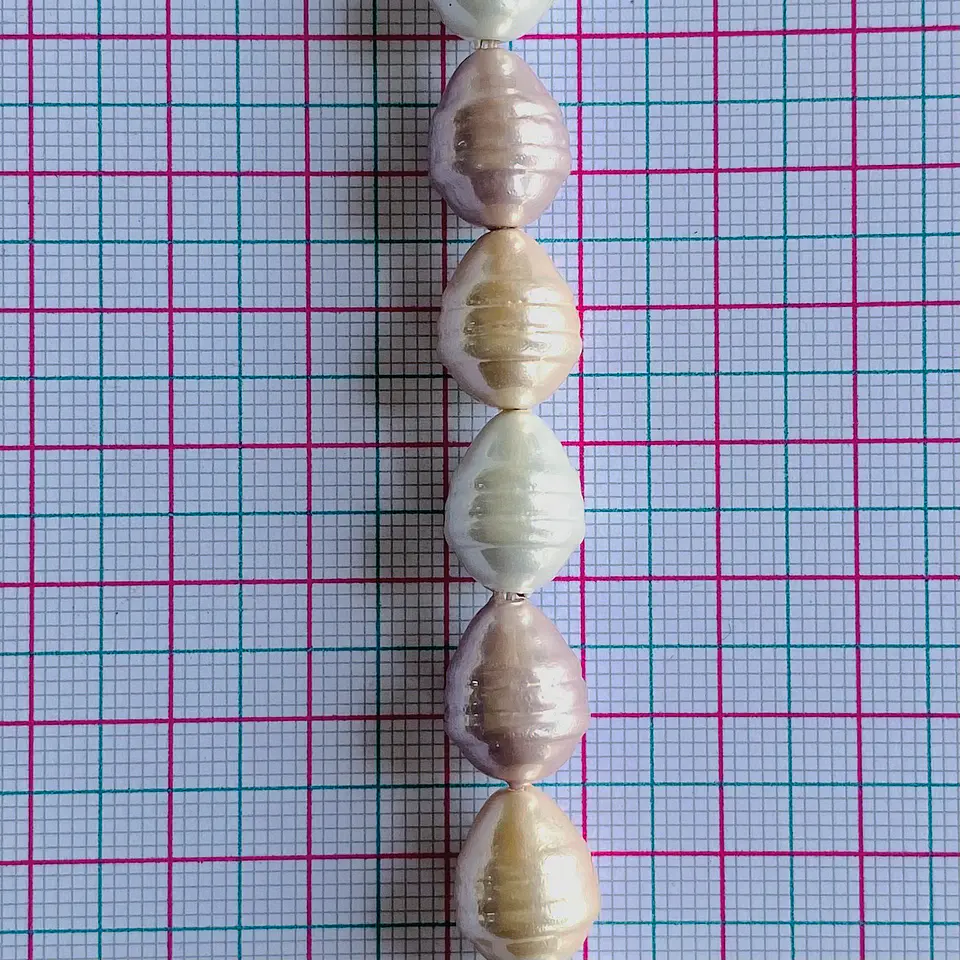 Separadores Barril/Gota Combinada Rosados • Perla Shell • 10x15 mm 2