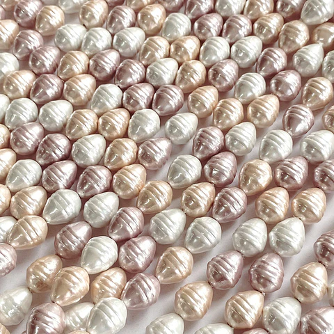 Separadores Barril/Gota Combinada Rosados • Perla Shell • 10x15 mm