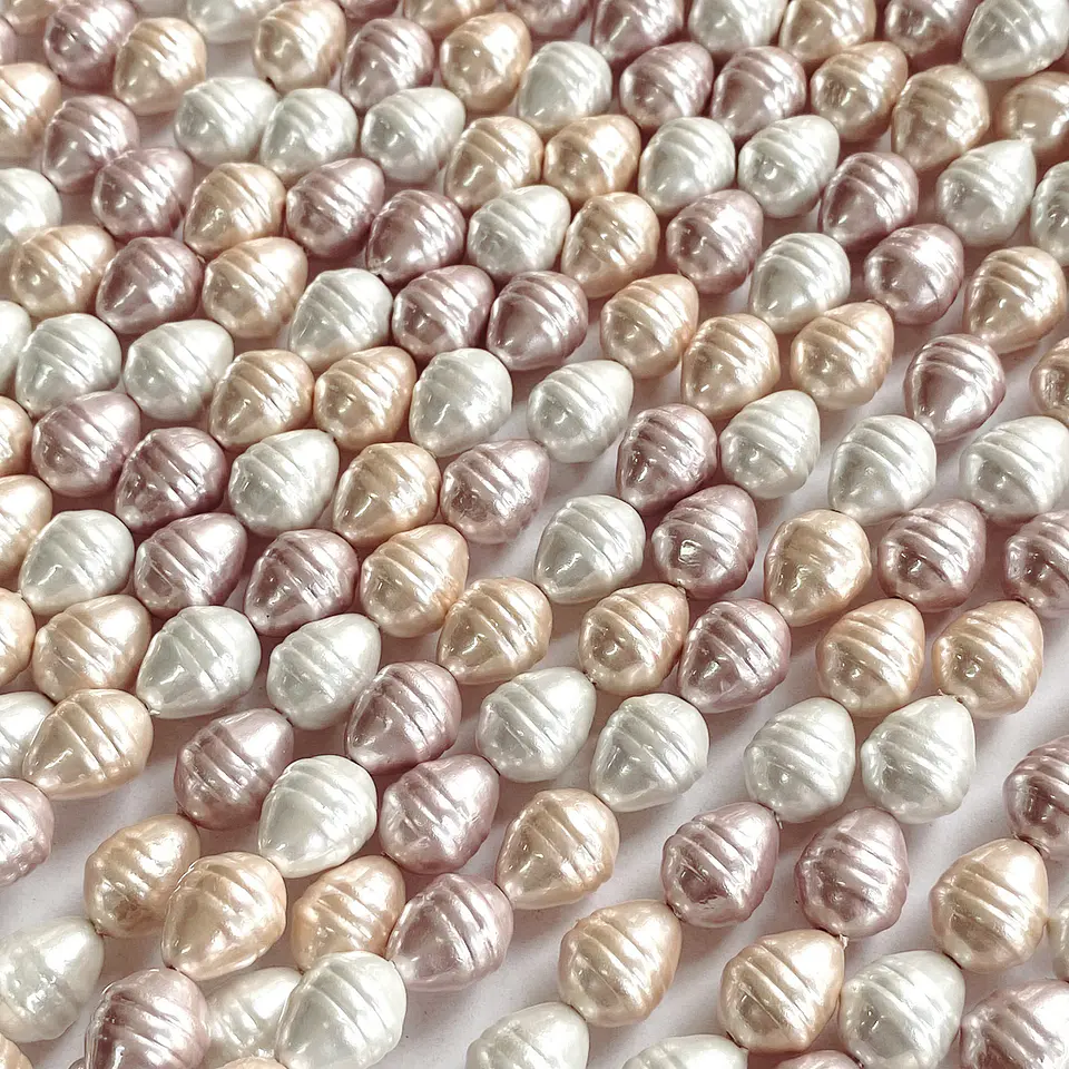 Separadores Barril/Gota Combinada Rosados • Perla Shell • 10x15 mm 1