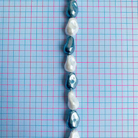 Separador Amorfo Combinado Grises • Perla Shell • 10x14 mm