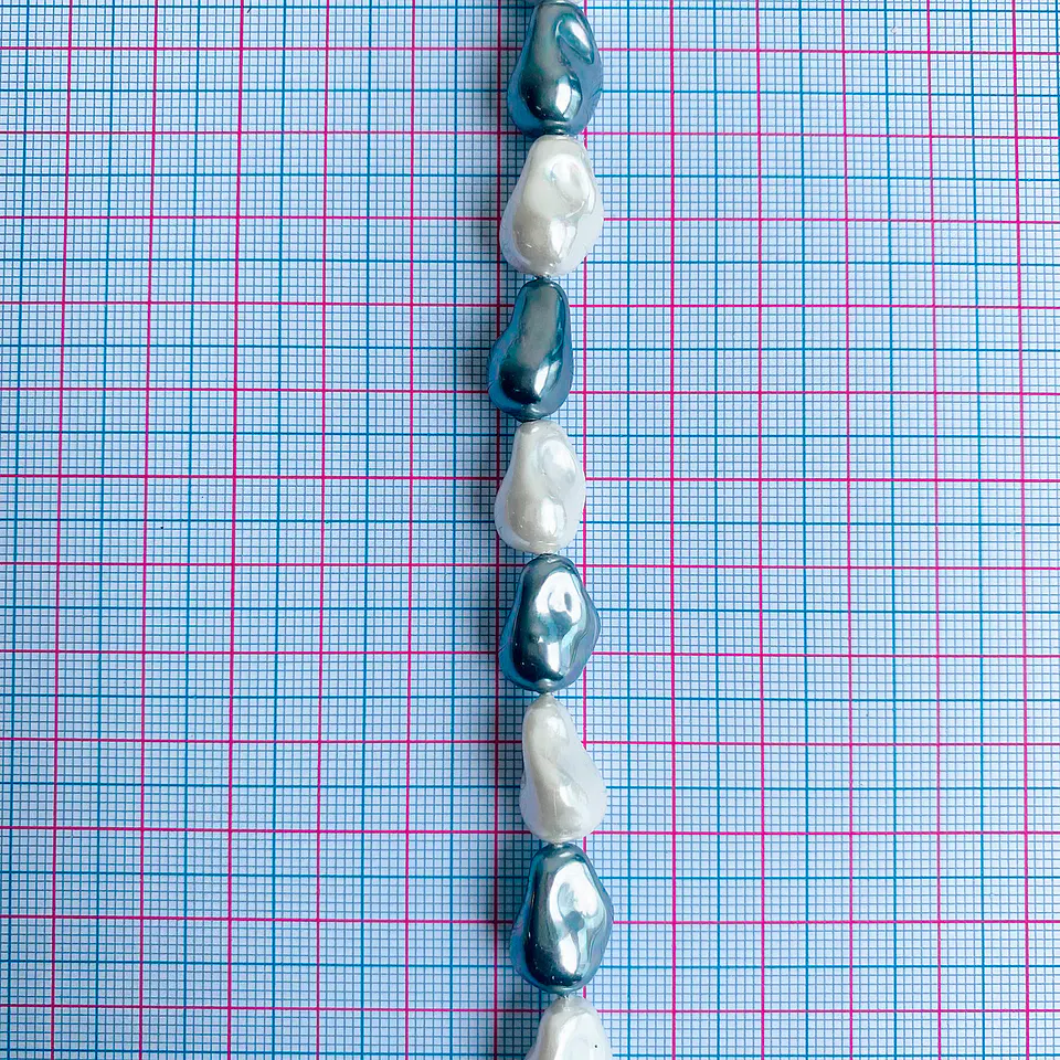 Separador Amorfo Combinado Grises • Perla Shell • 10x14 mm 2