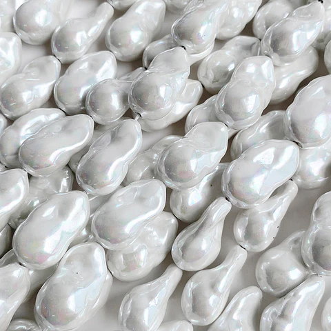 Separador Amorfo Blanco • Perla Shell • 12x18 mm