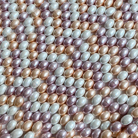 Separador Ovalo Combinado Rosados • Perla Shell • 7x9 mm