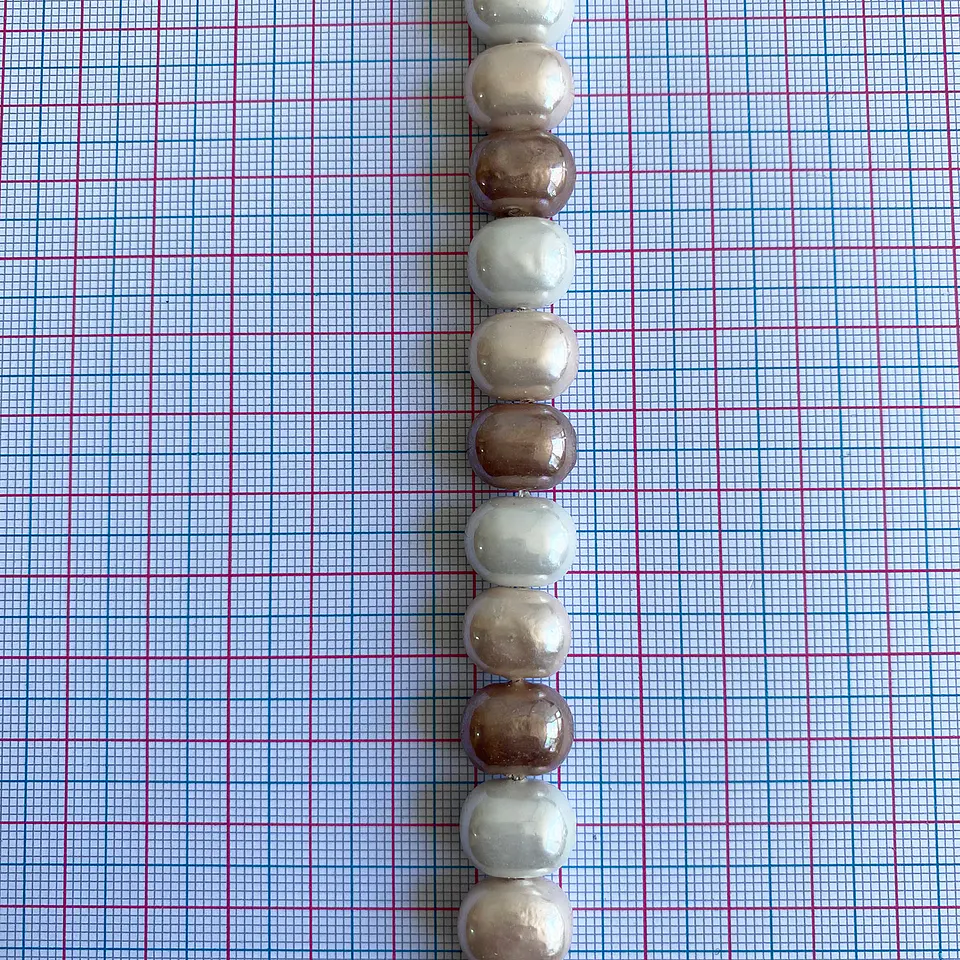 Separador Barril/Pepa Lisa Combinados Cafés • Perla Shell • 11x13 mm 2