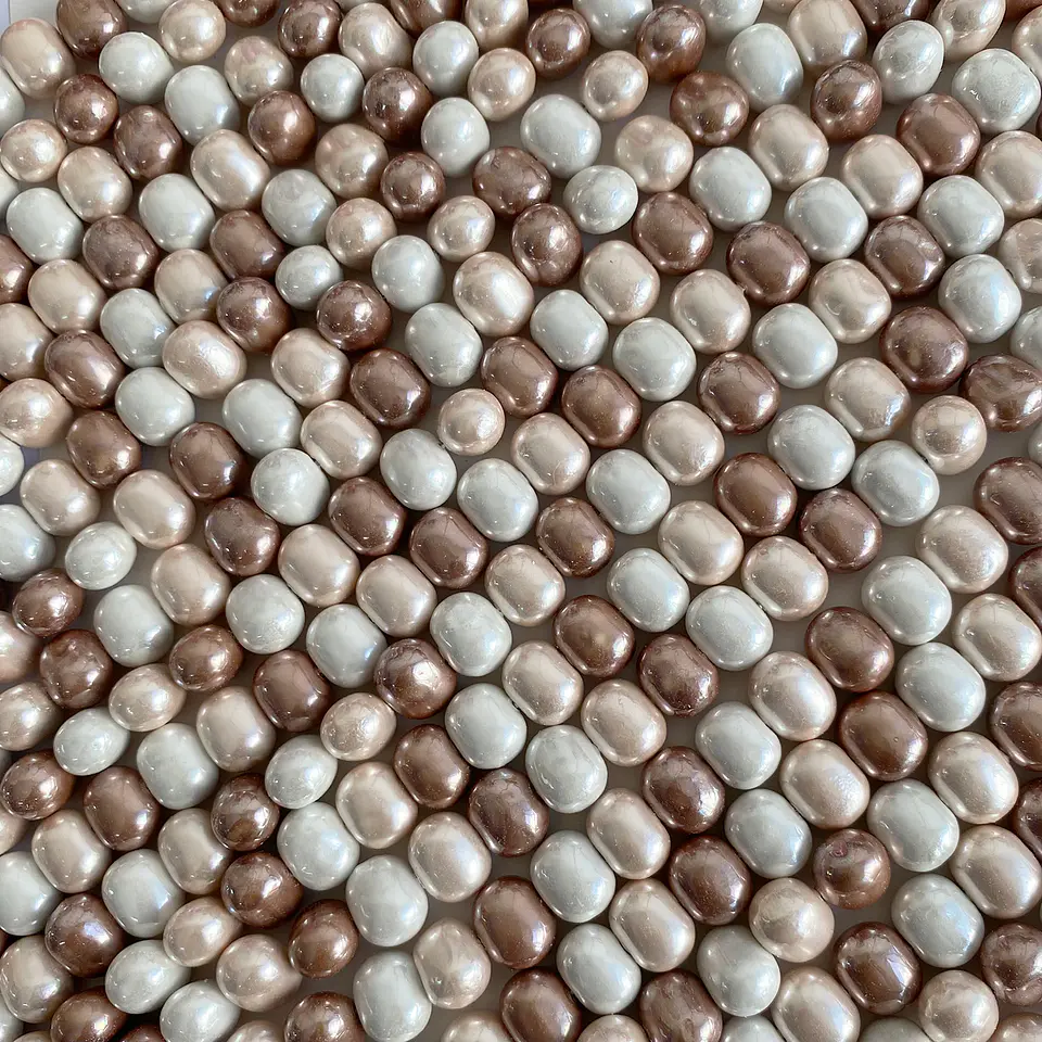 Separador Barril/Pepa Lisa Combinados Cafés • Perla Shell • 11x13 mm 1