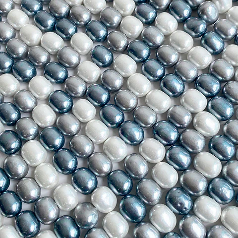 Separador Barril/Pepa Lisa Combinados Grises • Perla Shell • 11x13 mm