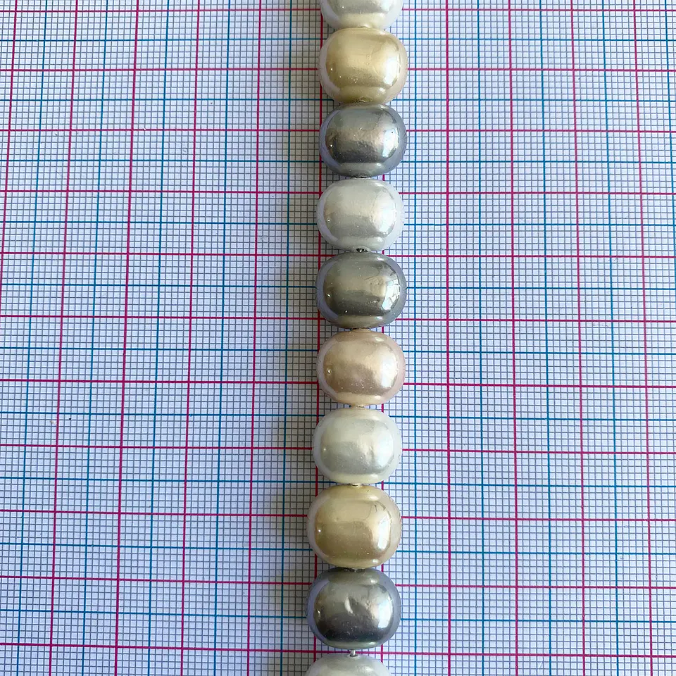 Separador Barril/Pepa Lisa Combinados Pasteles • Perla Shell • 11x13 mm 2