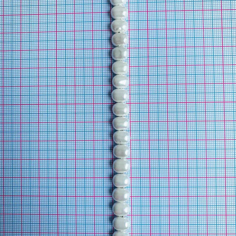 Separador Barril/Pepa Lisa Blanca • Perla Shell • 7x9 mm 2